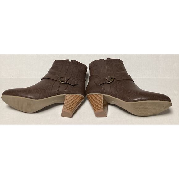 Womens Faux Leather Ankle Shoe Boots w Side Zipper Brown Unbranded Size 8M - Picture 5 of 10